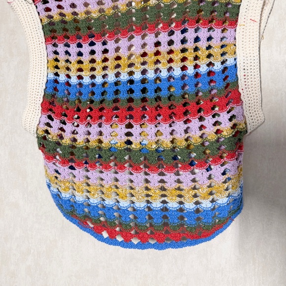 BDG Urban Outfitters Women’s Crochet Knit Tank Top V-Neck Crop Pullover Stripe S - Picture 8 of 12